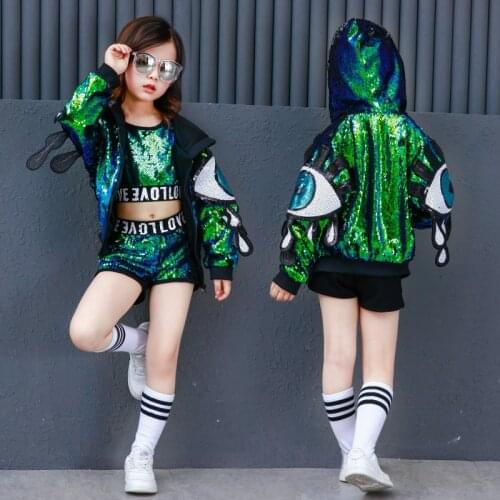 Hip Hop Costumes for Kids Dancing Clothes Girls Boys Sequin Competition Costumes Dance Wear Jazz Ballroom Party Stage Outfits LJ