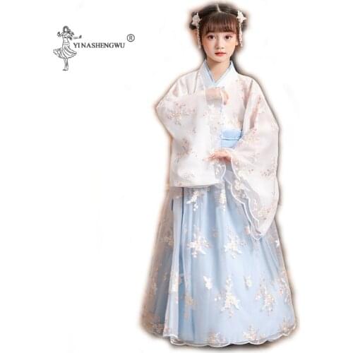 Chinese Style Traditional Ancient Hanfu Girl Cosplay Costume Lace Dress Tang Suit Super Fairy Princess Kid Girl Hanfu Costume