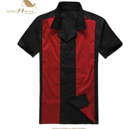 Vintage Men Shirt camisa masculina ST107 Short Sleeve Single Breasted Summer Patchwork Black Mens Cotton Shirts