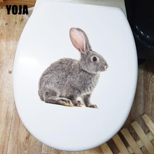 YOJA 21.9×25.4CM Cute Gray Bunny Kids Room Wall Waterproof Stickers Home Toilet Decals T1-3241