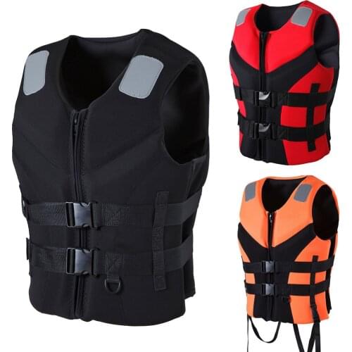 Womens Mens Neoprene Life Jacket Vest, Size S-3XL, Black Red Orange