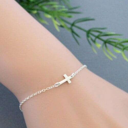 Cross Women Bracelet Small Bracelets Ladies Bangle Jewellery Couples Elegant Fashion Retro Silver Color Zinc Alloy Metal Armband