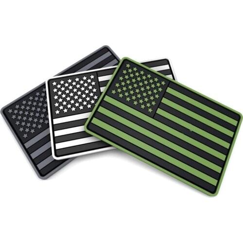 1pc 5X8cm PVC America Flag Logo Stripes Velcro 3D Rectangle Embroidery Tactical Patch Armband Shoulder Badge Outdoor Accessories