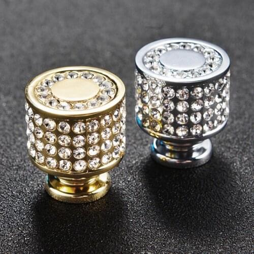 2pcs Free Shipping European luxury diamond Crystal Knob Modern simple dress Gold silver Pull wine cabinet wardrobe closet Handle