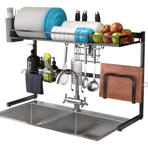 2 Layer Multifunction Stainless Steel Dual Sink Dish Rack Kitchen Organizer Storage Drainer Drying Plate Shelf Sink Drying Rack