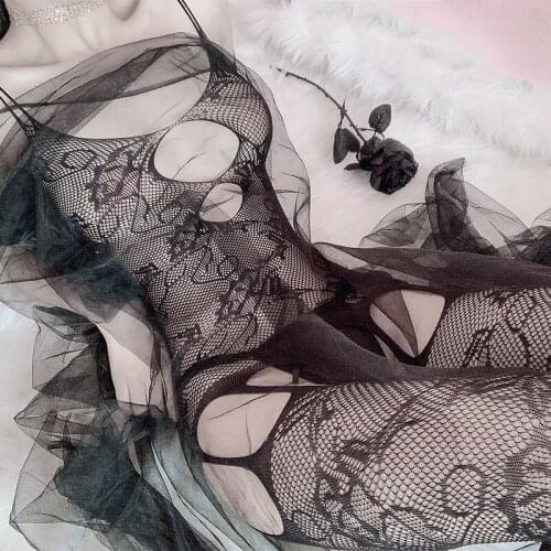 2021 Nightwear Sexy One-piece Bodystockings Open Crotch Underwear Plus Size Women Lingerie Temptation of Transparent Bodysuits