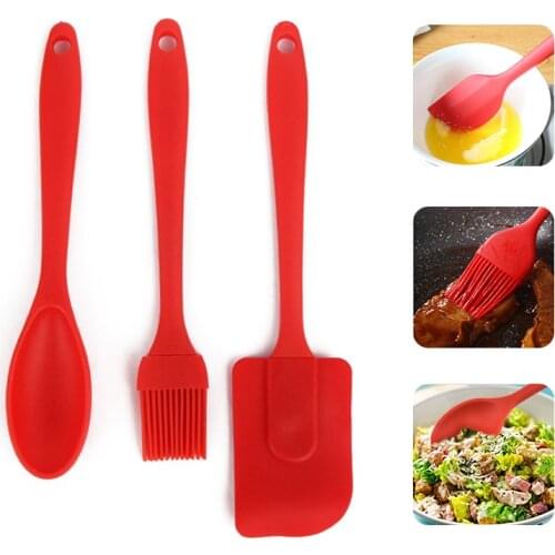 3Pcs/Set Heat Resistant Silicone Kitchen Cooking Tools Cookware Gadgets Spatula Spoon