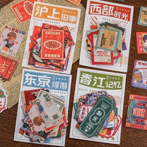 40 pcs/pack Vintage stamp series Deco Stickers Scrapbooking Bullet Journal Toy Retro Deco Album DIY Stationery Stickers