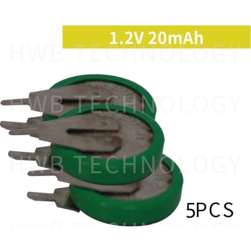 5pcs Original Brand New KX 1.2V 20mAh Ni-MH Rechargeable 11.59*3.86 Button Cell Battery Ni-MH Batteries With Pins Free Shipping