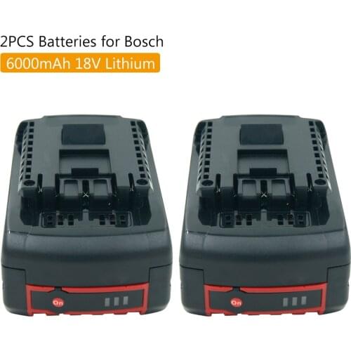 2pcs 6.0Ah Lithium-Ion Replacement Batteries for Bosch 18V Cordless Drill BAT609 BAT610G BAT618 BAT619 BAT622 With LED Indicator