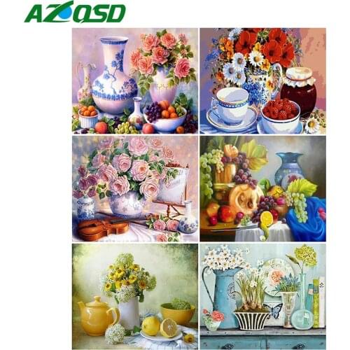AZQSD Paint By Number Flower Canvas Painting Kits Handpainted Gift Oil Painting By Numbers Fruit DIY Acrylic Paint Wall Art