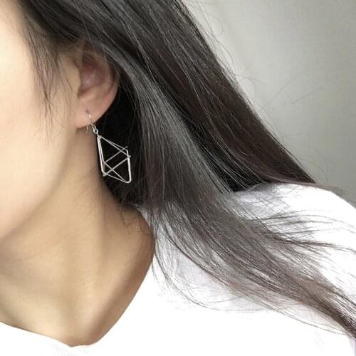 Europe And America Minimalist Punk Earrings Set For Women Geometric 3D Triangle Hollow Polygon Earrings Party Jewelry Wholesale