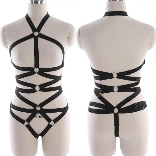 Fetish Erotic Lingerie Harness Suspenders Belt Club Wear Sexy Cage Bra Full Body Harness For Women Harness Stockings Bondage