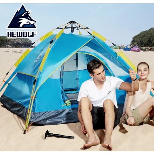 Hewolf Camping Tent 3-4 People Fully-automatic Tent Quick Open Family Tent Protable Waterproof Breathable Travel Camping Tent