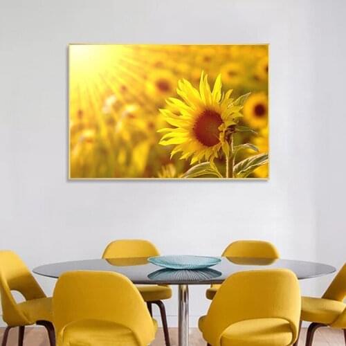 HD Sunflower Canvas Painting Sunshine Sunset Flowers Posters and Prints Modern Decoration Maison Home Decor Sunflowers Wall Art