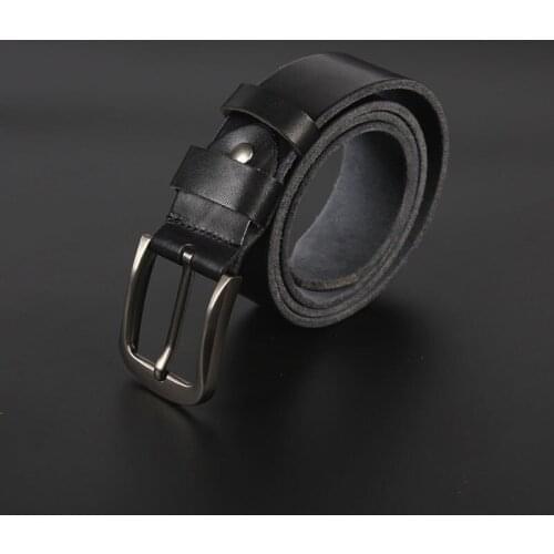 Leather alloy pin bucklecowhide high quality retro non-interlayer leather buckle mens belt jeans casual pants belt