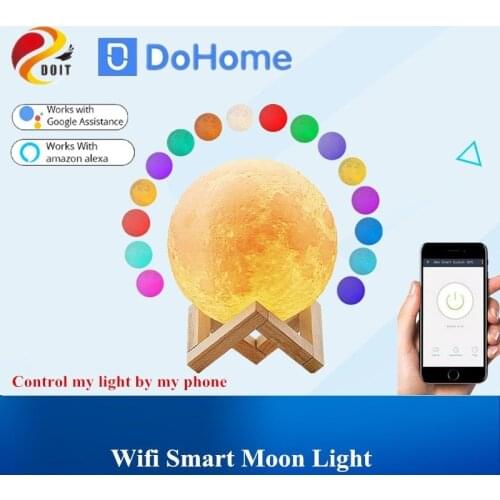 Dohome Support Siri Moon Light Smart WiFi Night Light No Apple MFi LED Moon Lamp Colorful Change Dimming Gift Present