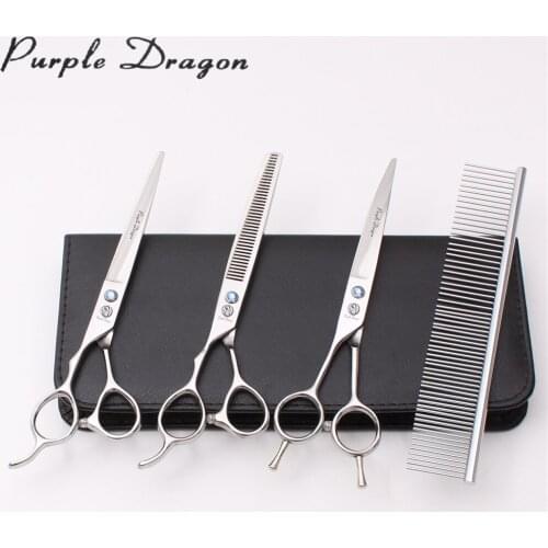 Left-Hand 7.0" Z3006 Purple Dragon Stainless Dogs Flur Grooming Scissors Straight Cutting Scissors Thinning Shears Pets Scissors