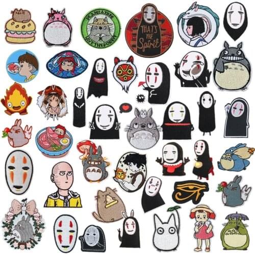 Cartoon My Neighbor Totoro Animal Patches for Clothes Anime No Face Man Dragon Embroidery Appliques Child Clothing Accessories