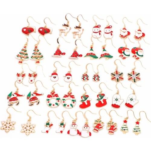 Cartoon Christmas Earrings Old Man Tree Unicorn Elk Spring Tree Set Jewelry Earrings Ornaments European and American Style 2021