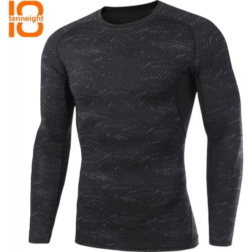 TENNEIGHT Mens Sport Shirt Long Sleeve Compression Tight shirt Breathable Quick Dry Fitness Running T-Shirt Training sportswear