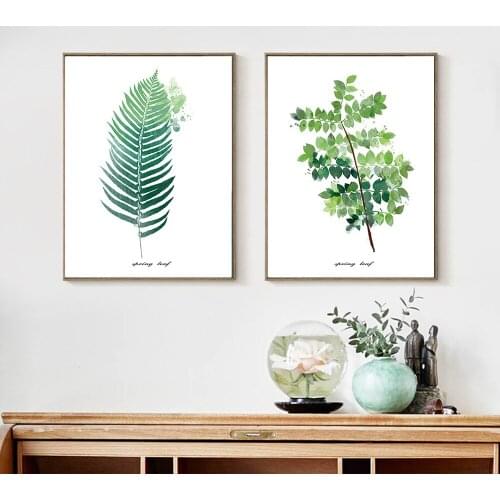 WANGART Watercolor Canvas Painting Abstract Leaf Plant Wall Picture for Living Room Nordic Poster Print Pop Art Home Decor JY299
