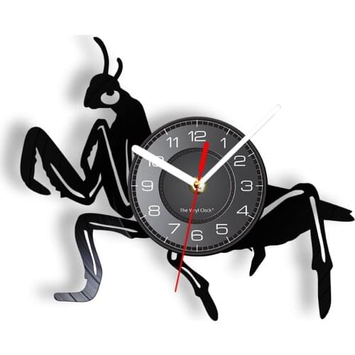 Preying Mantis Insect Art Vinyl Record Wall Clock Sickle Shaped Bugologist Home Decor Entomology Bug Retro Entomologist Watch