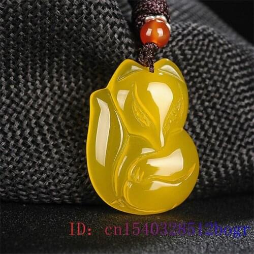 Jade Fox Pendant Women Chalcedony Necklace Natural Gifts Fashion Jewelry Charm Carved