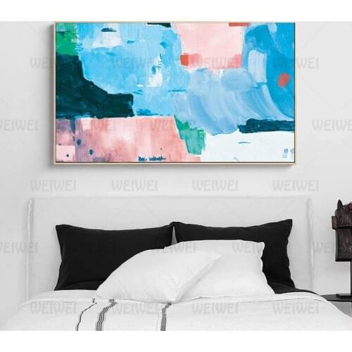Nordic Minimalist Abstract Watercolor Canvas Painting Refresh Coating Posters Prints Wall Art Pictures Living Room Home Decor