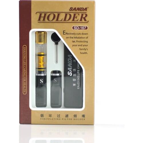 New 1set cigarette filter metal cigarette holder mouthpiece Filtration Cleaning holder with cigarette Case SD-167