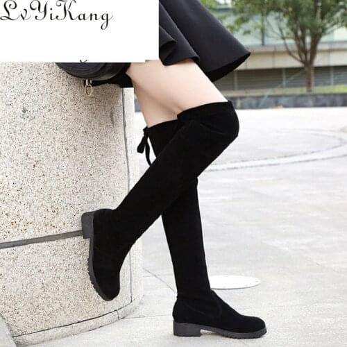 New 2019 Faux Suede Slim Boots Sexy Over The Knee High Women Snow Boots Womens Fashion Winter Thigh Boots Shoes Woman