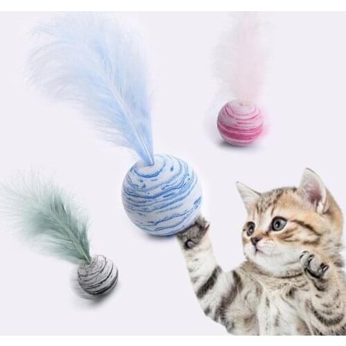 New Funny Cat Toys Interactive Dog Pet Feather EVA Super Light Material Toy Ball Kitten Pet Products Plush Tumblers