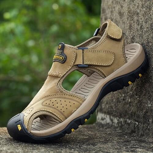 New Summer Soft Breathable Outdoor Leather Men Sandal