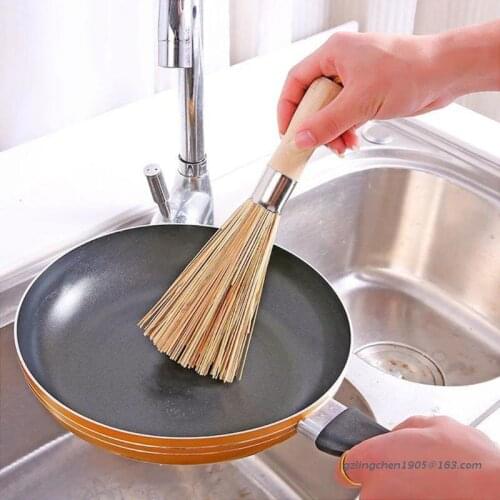 P8DE Bamboo Pan Brush With Wooden Handle Wok Cleaning Kitchen Wash Dish Multipurpose Restaurant Practical Pot Brush For Home