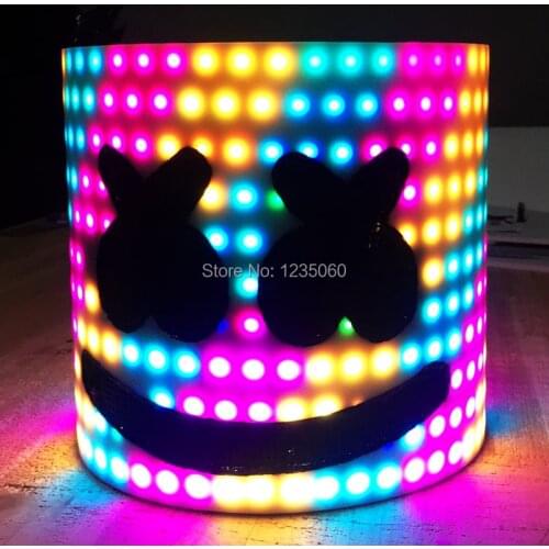 New year LED Helmet 28cm 45 Styles LED DJ Light Helmet Face Hat Music Fans Concert Props Halloween Cosplay Party Mask Adults