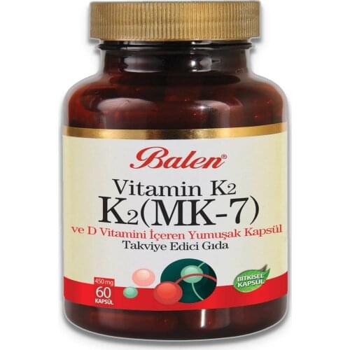 K2 Vitamin (MK-7) and Vitamin D Contain 450 MG Soft 100 Capsule Reinforcing Food