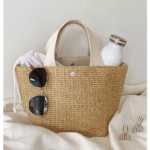 Capacity Straw Bags Women Handmade Woven Basket Tote Summer Bohemian Beach Bags Luxury Brand canvas Lady Handbags 2021 New