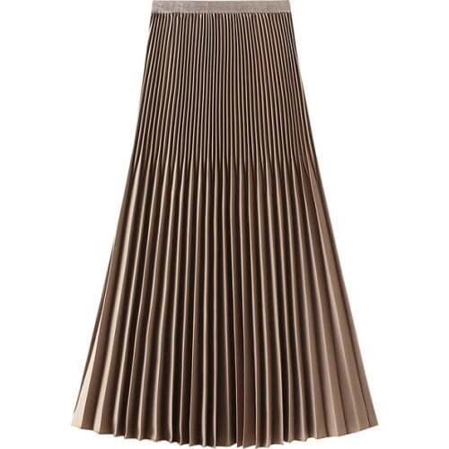 8 Colors Pleated Skirt Women Autumn Winter Fashion Korean Knee-Length High Waist Elegant Midi A-Line Skirts Female mujer faldas