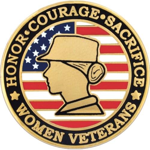 Custom Female Women Veteran American Flag Military Enamel Jewelry Emblem Hard Enamel Brooch Can be Customized with Your Logo