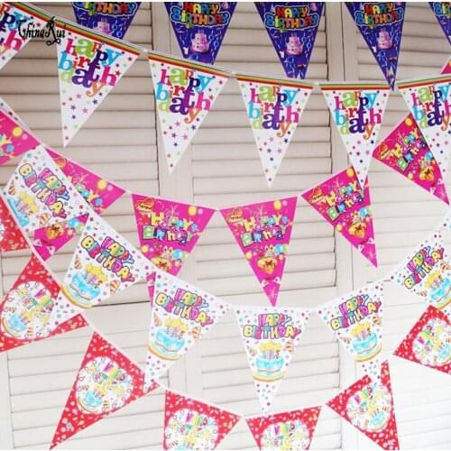 2.5 Meter cartoon letter flower pennants Paper Flag Birthday Party Decoration Banner Bunting for Children kids