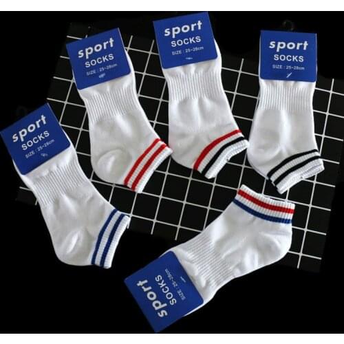 2 Pairs Of Socks Per Group Two-bar Stripe Casual Sports Socks Mens Cotton Ankle Boat Socks Thin College Fashion Man Socks