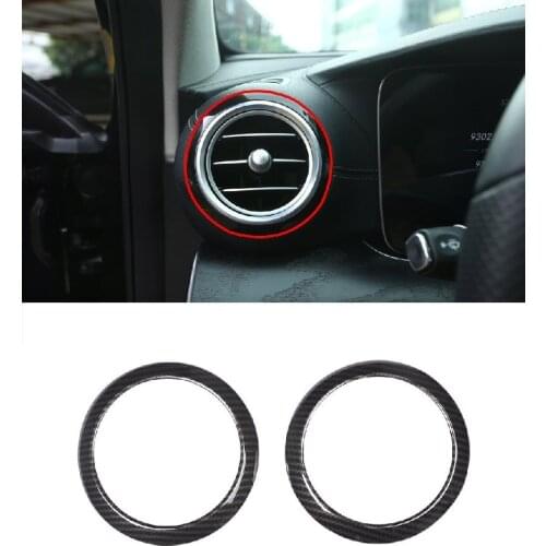 2pcs Carbon For Mercedes Benz E Class W213 2016 2017 Car-Styling ABS Chrome Side Air Conditioning Vent Ring Cover Trim Parts