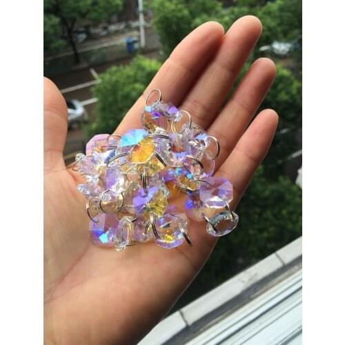 200meters,Top Quality Rainbow Garland Strands Clear AB 14mm Crystal Chandelier Beads Garlands Diy Crystal Beads Curtain