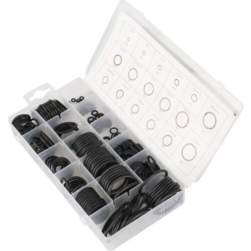 222Pcs Rubber O Ring Assortment Kit Watertightness Rubber Gaskets Oil Resistance Assortment 17 Different Size with Plactic Box