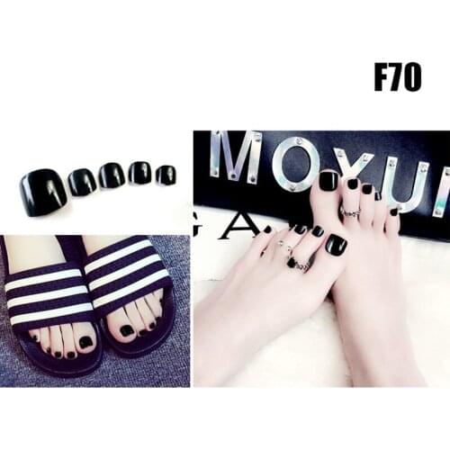 24Pcs/Set Fake Toe Nails Tips Short Square Type Manicure Toe Nail Tips Summer Decor NN