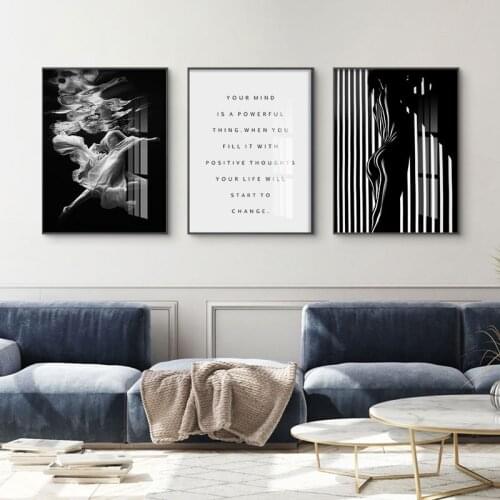 3 Pieces Modern Black White Fashion Girl Print Wall Art Canvas Painting Nordic Poster Pictures For Living Room Home Decoration