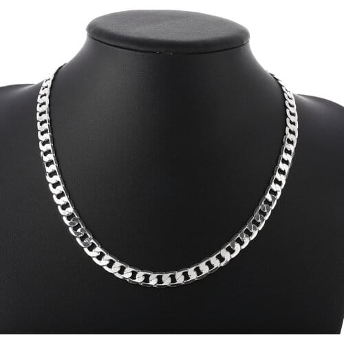 925 Sterling Silver Necklace high quality Jewelry personality 16-24 inches 8MM Chain solid fashion Christmas gifts