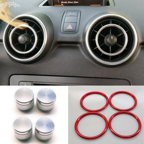 Aluminium alloy accessories 4 pcs/set For Audi A1 2014-2017 Car Center Console Air Outlet Frame Ring Decoration Cover Trim Caps