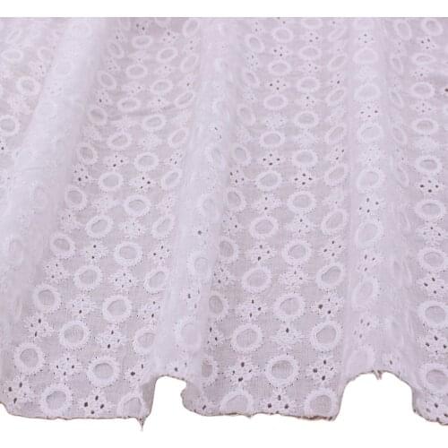 White Hollowed Embroidered Cotton Fabric,Handmade DIY,Summer,Thin Cloth, Pure Embroidery Shirt,CMCYILING