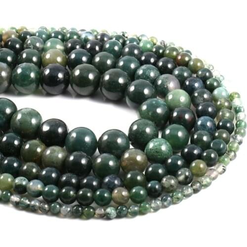 Natural stone beads Aquatic Agat Stone 4/6/8/10/12mmRound Ball loose beads for Jewelry Making Necklace DIY Bracelets Accessories